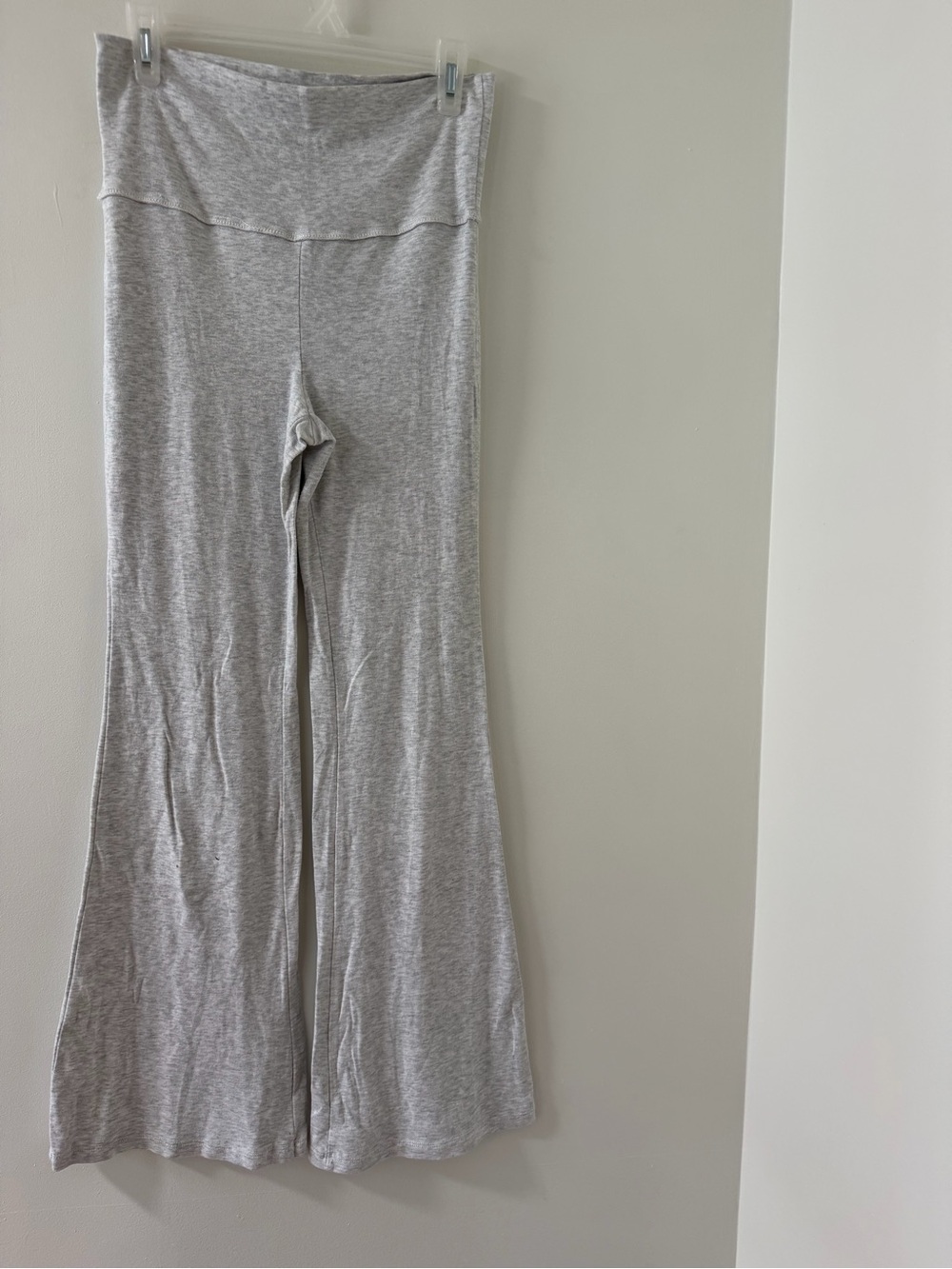 Always You Wide Leg Pants Womens S Gray Like New Fold Over Waist Knit Stretch